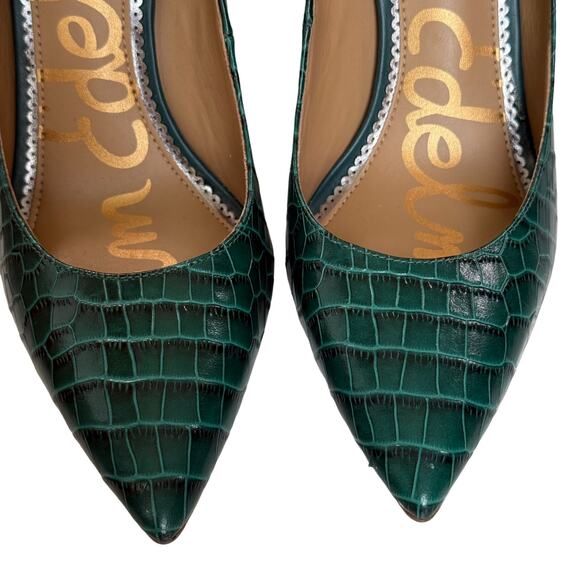 Sam Edelman Green Stiletto Pumps Sz 8.5 Crocodile Business Glam Sexy Party Shoes - Picture 4 of 13